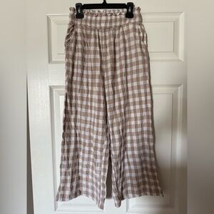 Aerie Checkered Tan and White Pants size S/P